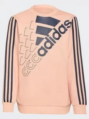 Image of adidas Essentials Logo Sweatshirt (gender Neutral), Pink/Blue, Size 9-10 Years