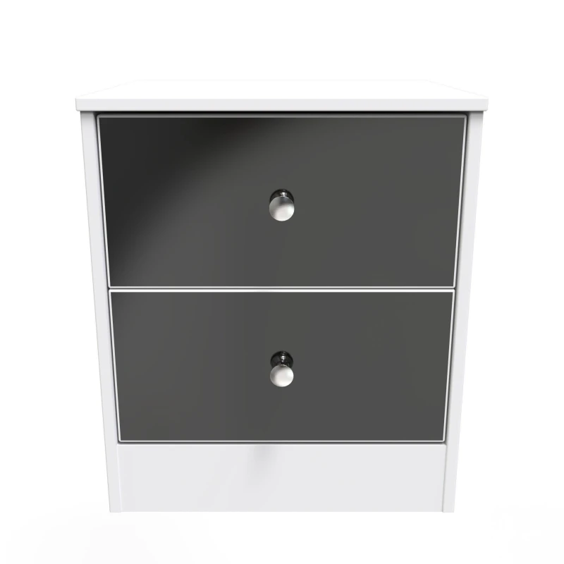 Image of Taunton 2 Drawer Bedside Cabinet In Black & White (Ready Assembled)