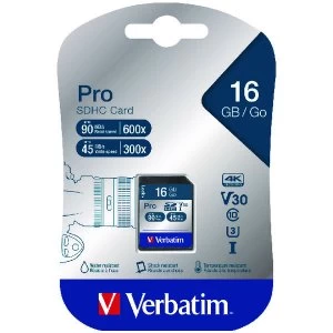 Image of Verbatim Pro 16GB SDHC Memory Card