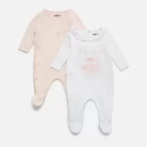 Image of KENZO Newborn Set Of 2 Sleepsuits - Pale Pink - 6-9 months
