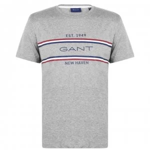 Image of Gant Stripe Short Sleeve T Shirt - Grey 093