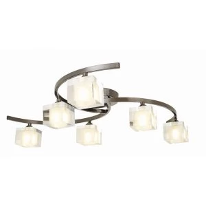 Image of Robert Dyas Village At Home Ice 6-Bulb Ceiling Light - Pewter