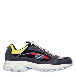 Image of Skechers Lifestyle Stamina Cut Trainers - Charcoal/Red