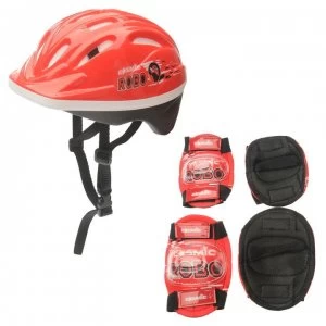 Image of Cosmic Bike Helmet and Pad Set Childrens - Red/Black