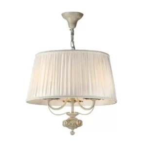 Image of Olivia Ceiling Pendant Lamp Ivory with Pleated Satin Shade., 3 Light, E14