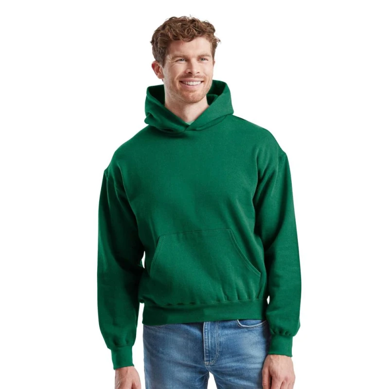 Image of Fruit of the Loom Mens Supercotton Hoodie in Green Size: Small Green Male S