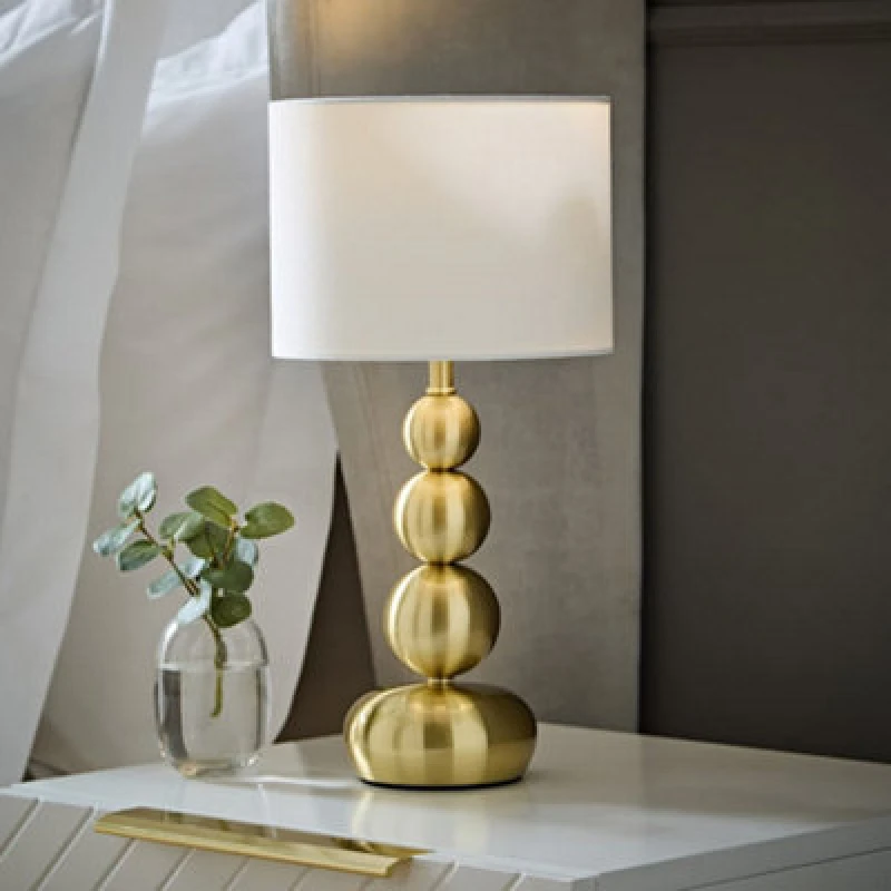 Image of ValueLights ValueLights Marissa Stacked Ball Table Lamp Light in Gold Gold One Size Unisex 5016529268277