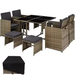 Image of Tectake Bilbao Rattan Garden Furniture Set With Protective Cover - Brown/Black