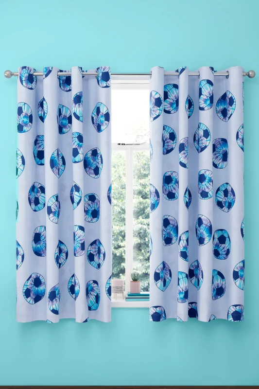Image of Catherine Lansfield Tie Dye Football Purple Eyelet Curtains Purple