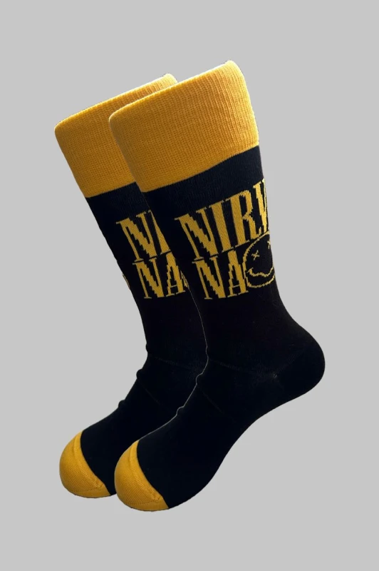 Image of Nirvana Nirvana Logo Stacked Ankle Socks in Black One Size Unisex 5056561092218