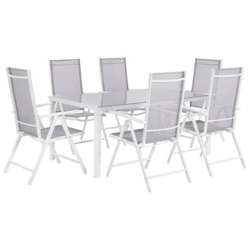 Image of Beliani Garden Dining Set 6 Seater Catania Metal Grey