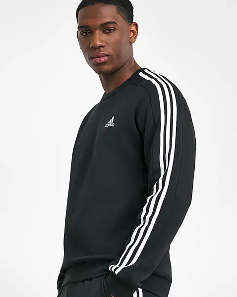 Image of Adidas adidas 3 Stripes Fleece Sweatshirt Black Male S34/37 DI08301