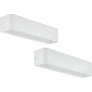 Image of Loops - 2 pack Wall Light Colour White Oblong Box Shape Snug Fitting LED 12W Included