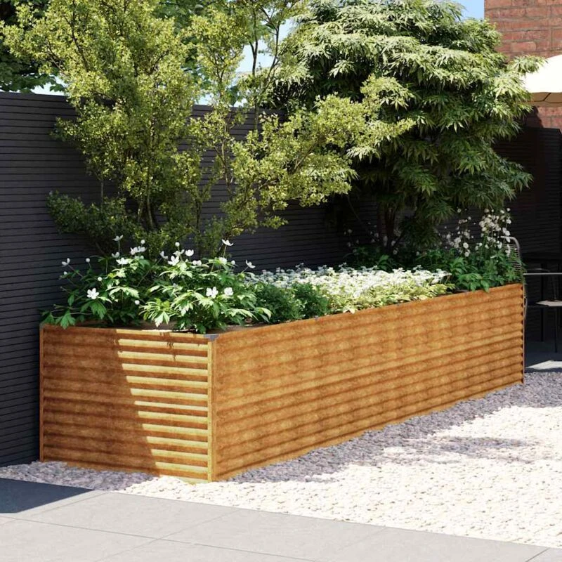 Image of vidaXL Garden Raised Bed 386x100x69cm Corten Steel, Brown 152005