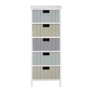 Image of Interiors By PH 5 Drawer Chest Assorted Colour Drawers White Frame