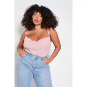 Image of I Saw It First Blush Pink Plus Cowl Neck Cami Top - Pink