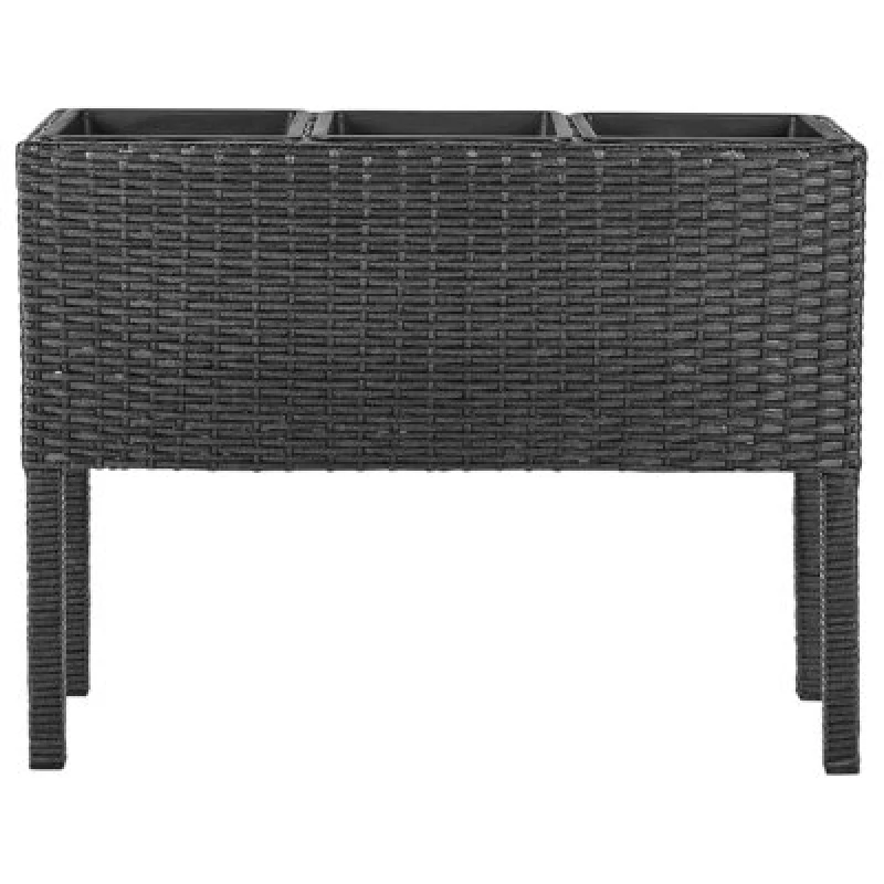 Image of Beliani Elevated Plant Pot Caragana Pe Rattan 77cm Black