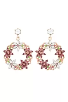 Image of Rose Gold Pink Forward Facing Flower Drop Earrings