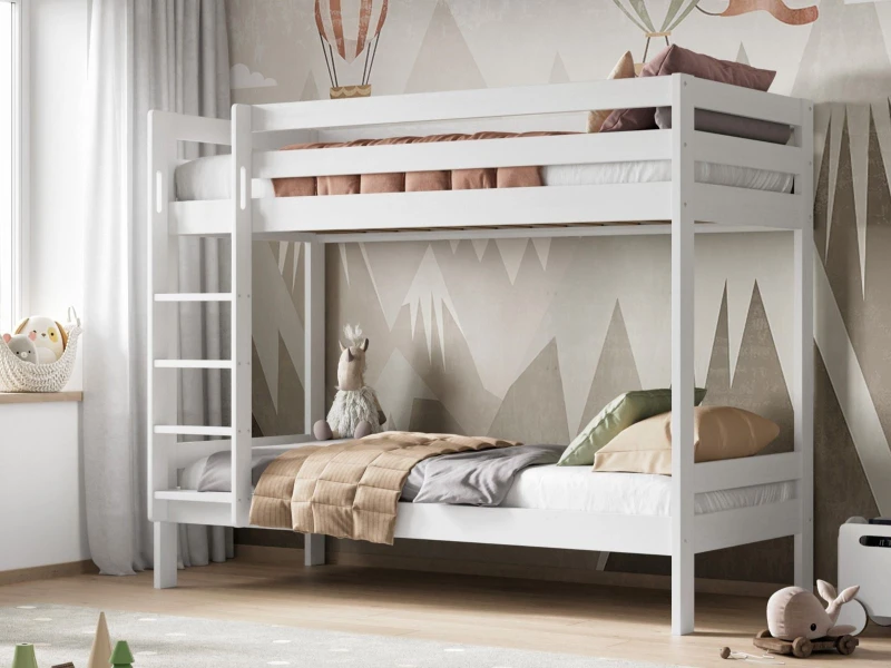 Image of Noomi Nora Solid Wood Bunk Bed in White Size: EU Single White Unisex EU Single