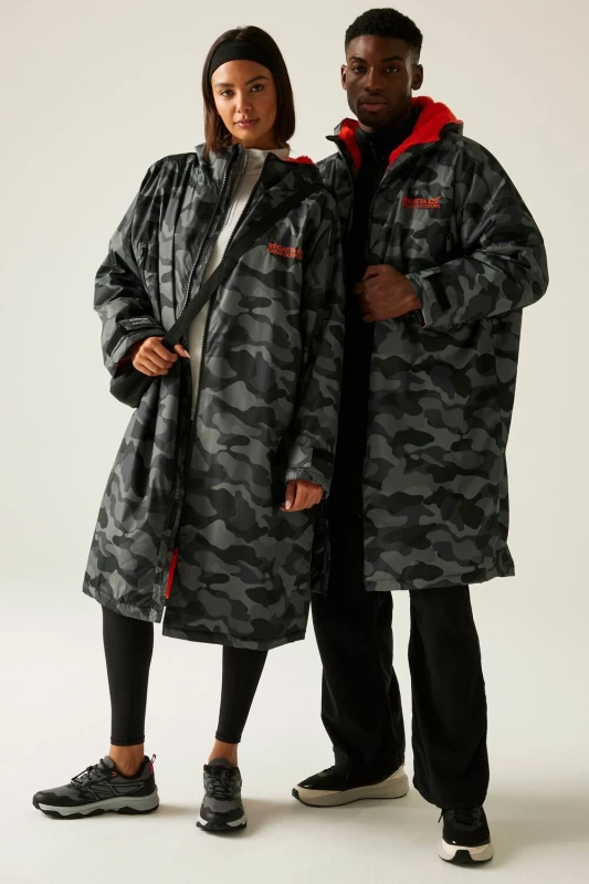 Image of Regatta Mens Adult Waterproof Fleece Lined Robe Jacket S - Chest 37-38' (94-96.5cm) Grey Black Camo RUW007-1C3-S