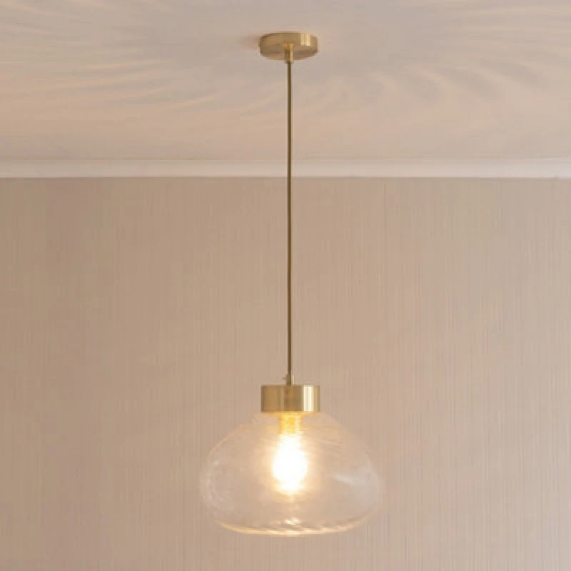 Image of ValueLights ValueLights Corinne Twill Spiral Clear Glass Gold Capped Ceiling Pendant Light Clear One Size Unisex 5059406062827