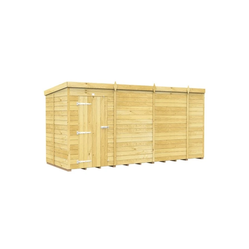 Image of Buttercup Farm 14 x 5 Feet Pent Shed - Single Door W/O Window - L147 x W417 x H201cm in Brown Brown Unisex