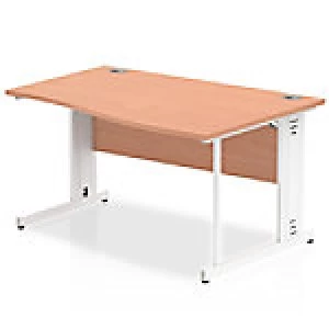 Image of Impulse 1400 Right Hand White Cable Managed Leg Wave Desk Beech