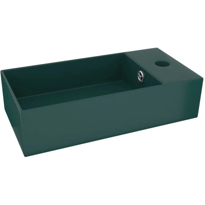 Image of VIDAXL Bathroom Sink with Overflow Ceramic Dark Green Vidaxl 8720286036976