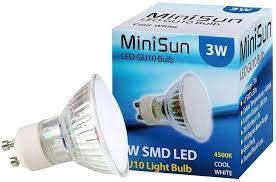 Image of 4x Minisun Glass Bodied GU10 LED 3W Spotlight Bulb, Daylight / Cool Wh