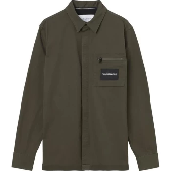 Image of Calvin Klein Jeans Twill Regular Overshirt - Olive LBL