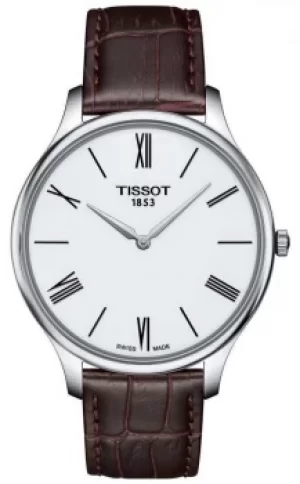 Image of Tissot Mens Tradition Thin Brown Leather Strap Watch