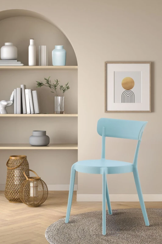 Image of Fusion Living Fusion Living Plastic Bistro Dining Chair in Baby Blue Baby Blue One Size Unisex 5056409313604