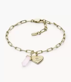 Image of Fossil Women Power Of Crystals Rose Pink Stainless Steel Chain Bracelet