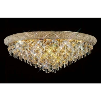 Image of Ceiling lamp Alexetra 16 bulbs gold / crystal