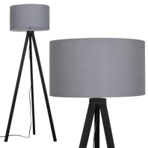 Image of Barbro Dark Wood Floor Lamp with Grey Shade