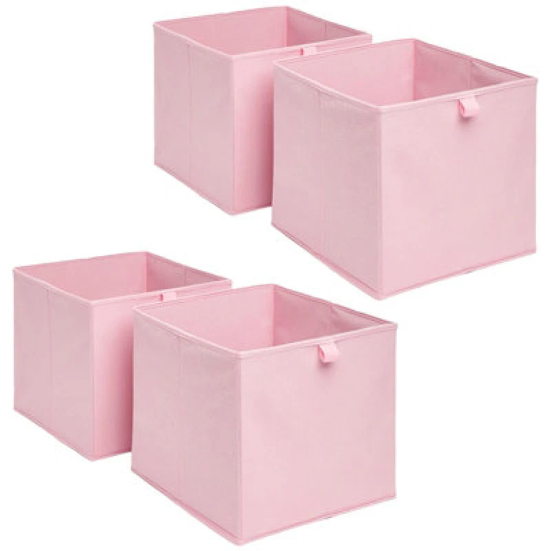 Image of OHS OHS Pack of 4 Plain Folding Storage Boxes in Light Pink Light Pink One Size Unisex 5027434150885