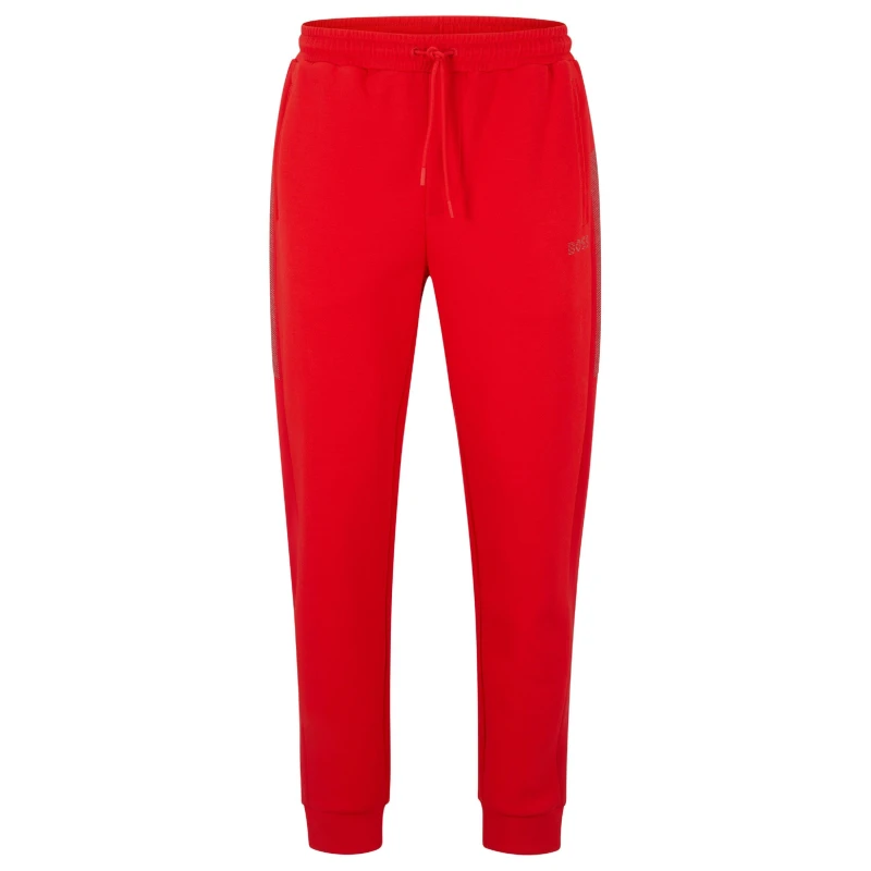 Image of Boss Mens Hadiko Diamond Diamond-Textured Closed Hem Jersey Joggers Bright Red male S