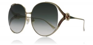 Image of Gucci GG0225S Sunglasses Gold / Green 003 63mm