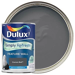 Image of Dulux Simply Refresh Feature Wall Cannon Ball Matt Emulsion Paint 1.25L