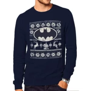 Image of Batman Fair Isle Logo Crewneck Sweatshirt Ex Large