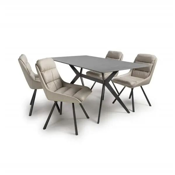 Image of Shankar Timor 1.6m Grey & 4 Arnhem Cream Dining Set - Grey 9016075