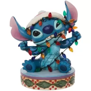 Image of Disney Traditions Stitch Wrapped in Lights Figurine