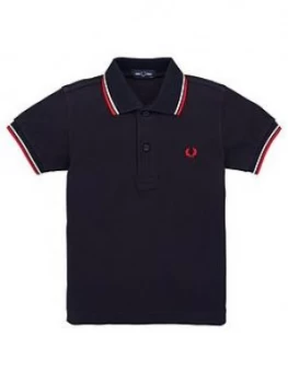Image of Fred Perry Boys Core Twin Tipped Short Sleeve Polo Shirt - Navy, Size 2-3 Years