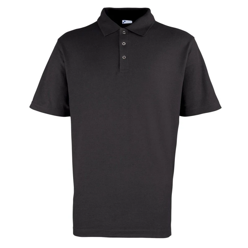 Image of Premier Premier Men Pique Stud Front Polo Shirt in Black Size: X-Small Black XS Male 5063693792442