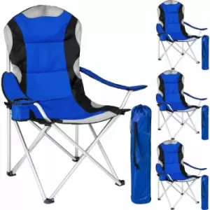 Image of 4 Camping chairs - padded - folding chair, fold up chair, folding camping chair - blue - blue