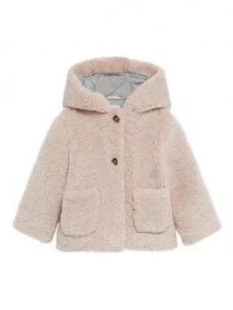 Image of Mango Baby Girls Faux Fur Coat - Pink