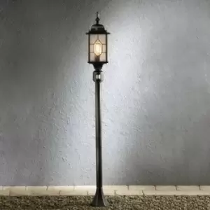 Image of Konstsmide Milano Outdoor Modern Single Bollard Post Black, Silver With Motion Sensor, IP43