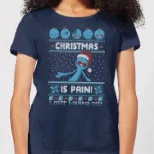 Image of Rick and Morty Mr Meeseeks Pain Womens Christmas T-Shirt - Navy - S