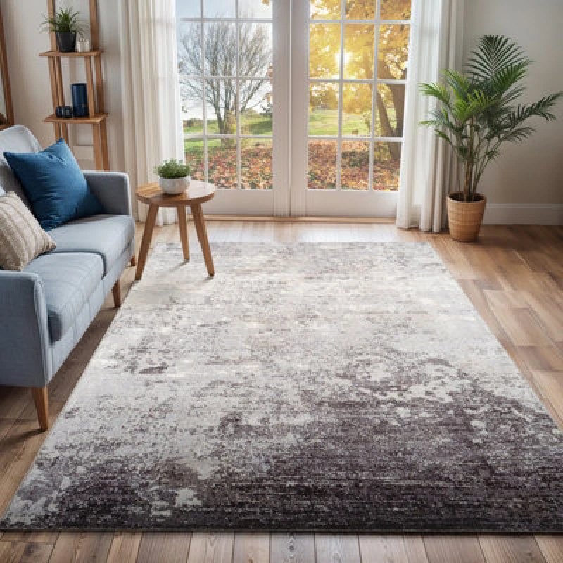Image of Livabliss Abstract Modern Marble Silver Grey Fiona Area Rug 120 X 170 Cm - Easy Care, Non Shedding, Ideal For Living Room & Bedroom