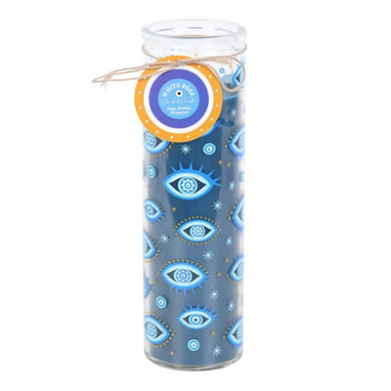 Image of Something Different Something Different White Rose All Seeing Eye Tube Candle in Blue Blue One Size Unisex 5063852075461